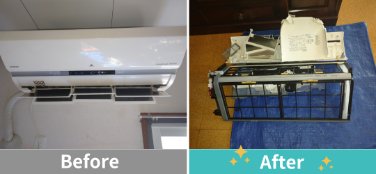 壁掛けエアコン内部フィルター徹底洗浄