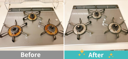 油汚れと錆がこびりついたガスコンロの徹底クリーニング