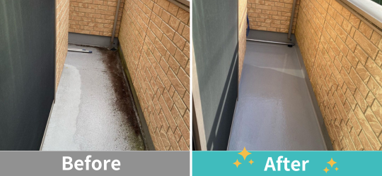 ベランダ床の黒ずみ汚れ・溝の徹底洗浄クリーニング